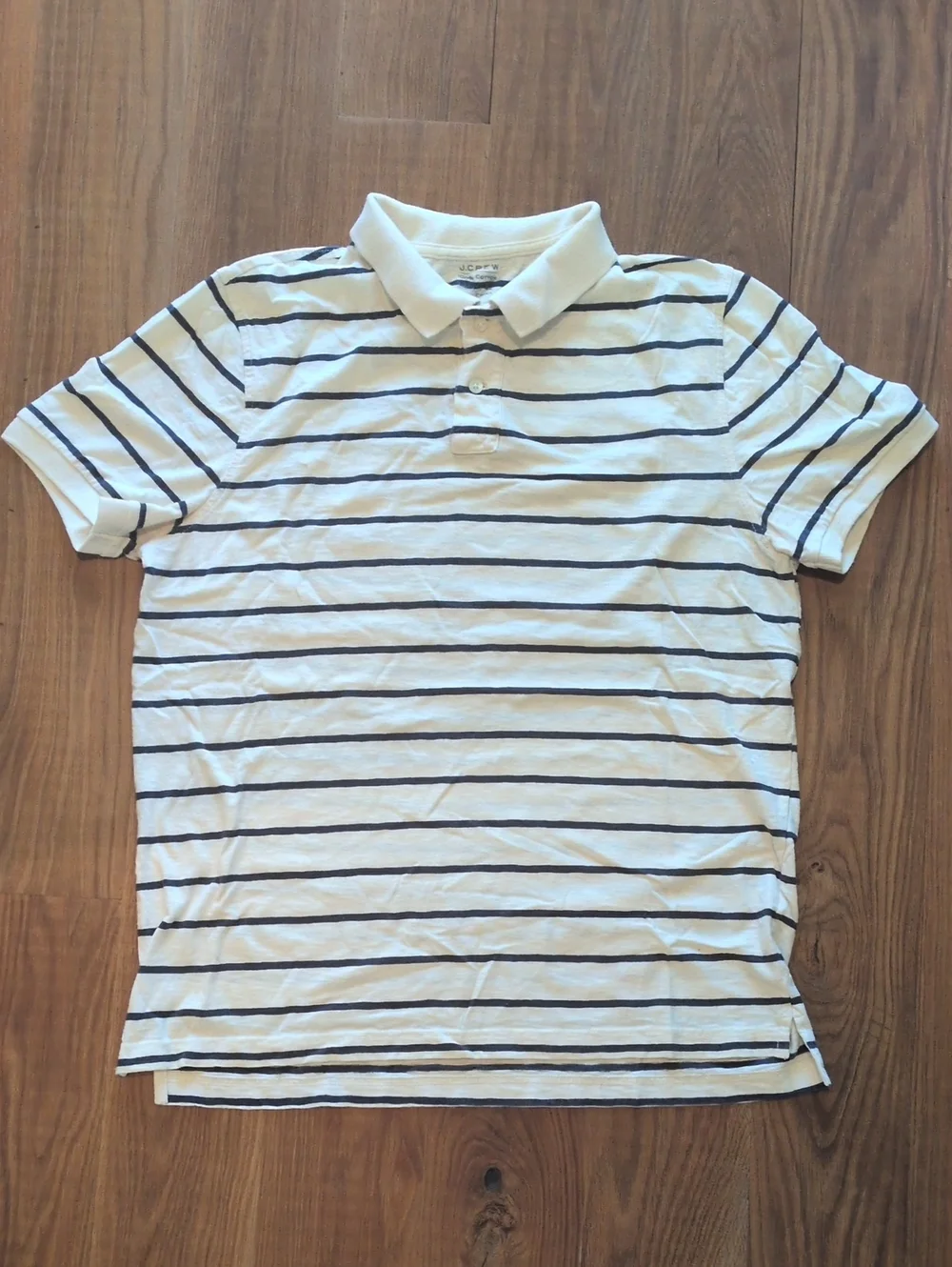 J. Crew White Polo with Navy Stripes - Men's